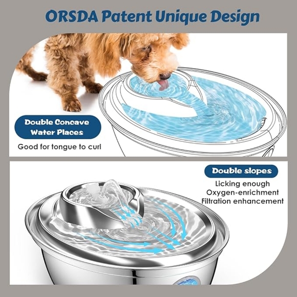 ORSDA Stainless Steel Pet Water Fountain, 100oz/3L Brand New! - Picture 2 of 6